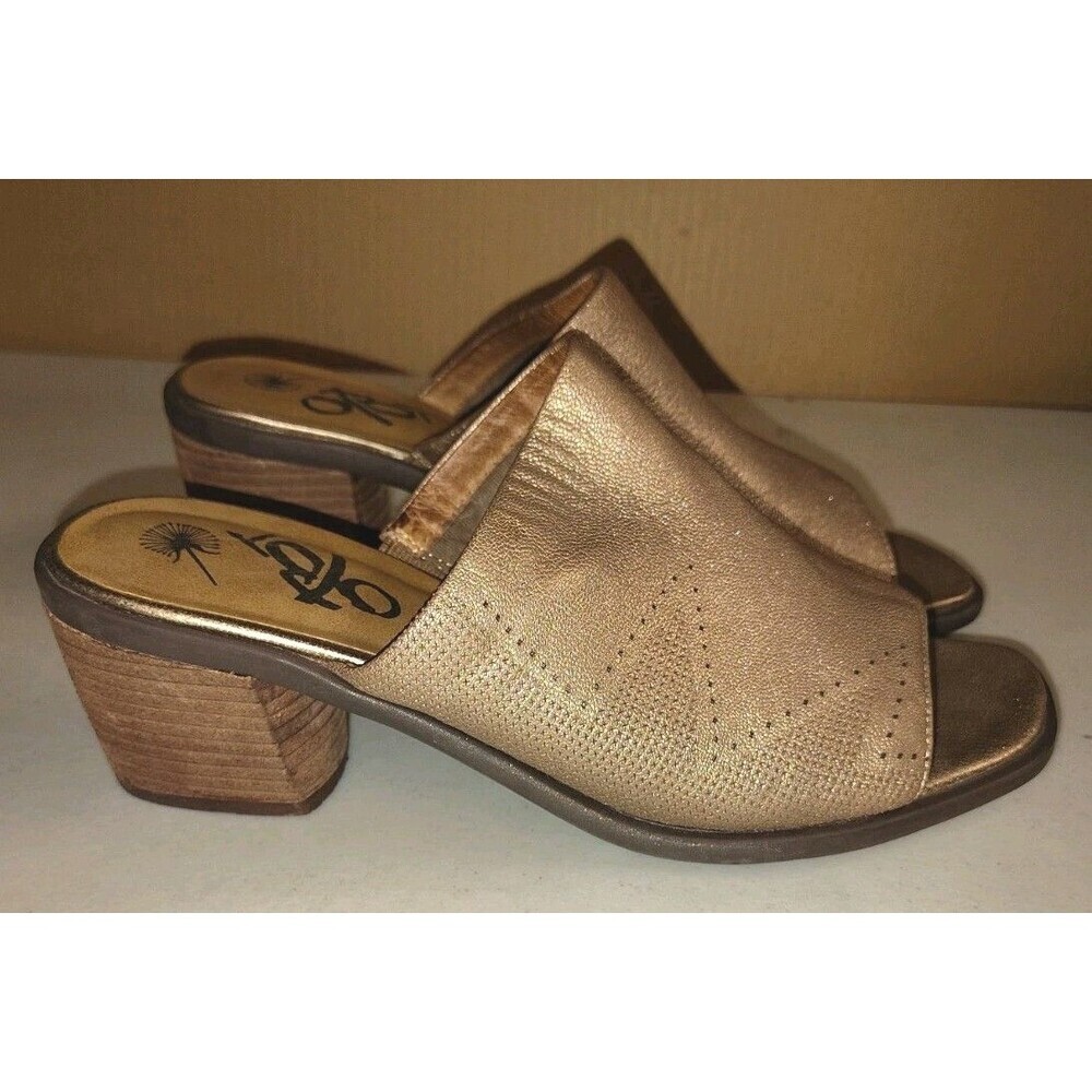 OTBT Bravura Dark Bronze Leather Mule Sandals Block Heel Open Toe Women’s Size 9